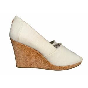 TOMS Michelle Espadrille Wedge Sandals. Natural Undyed Canvas. Size 6 M NWOT